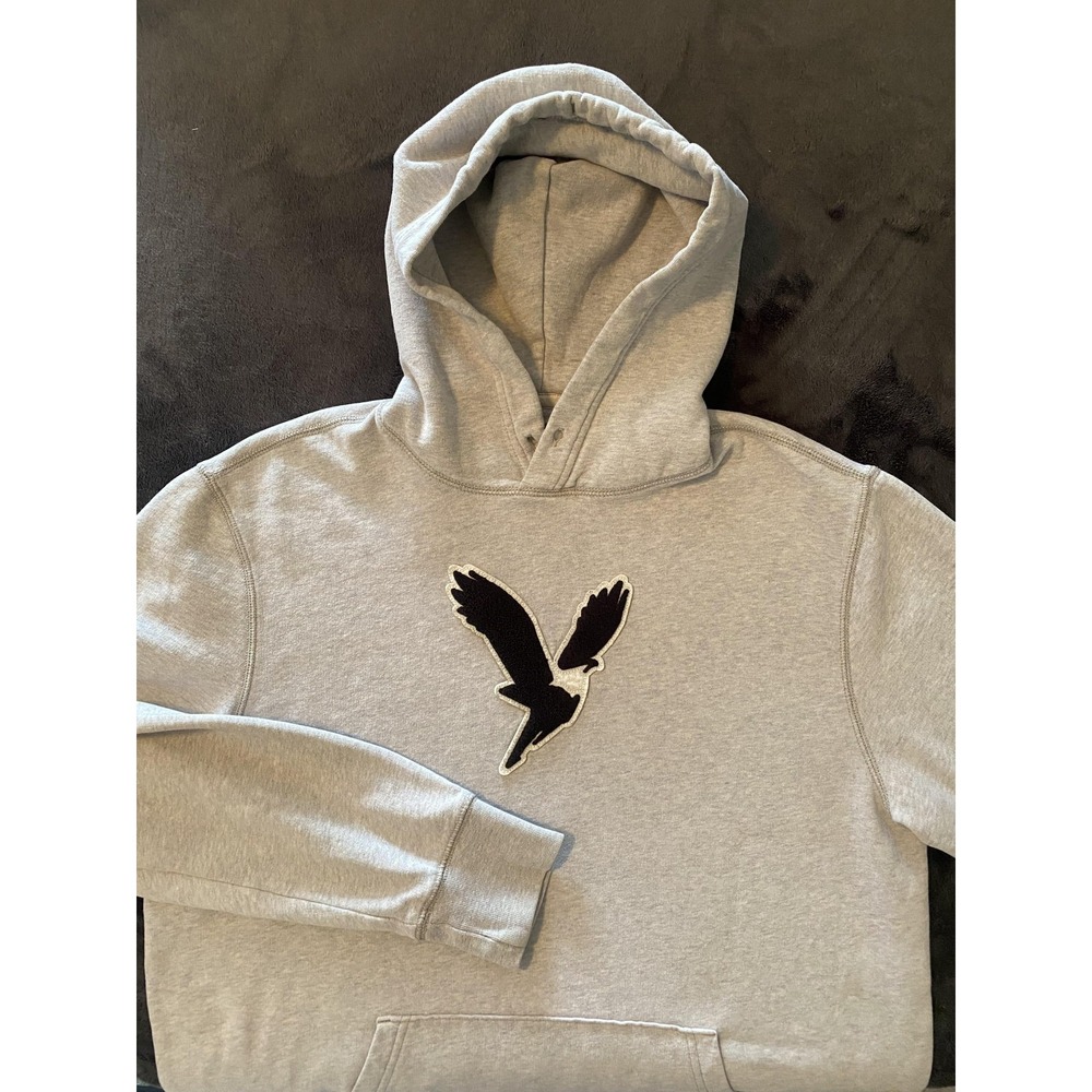 American Eagle Logo Hoodie‎ Mens Medium Gray Pullover Streetwear Activewear